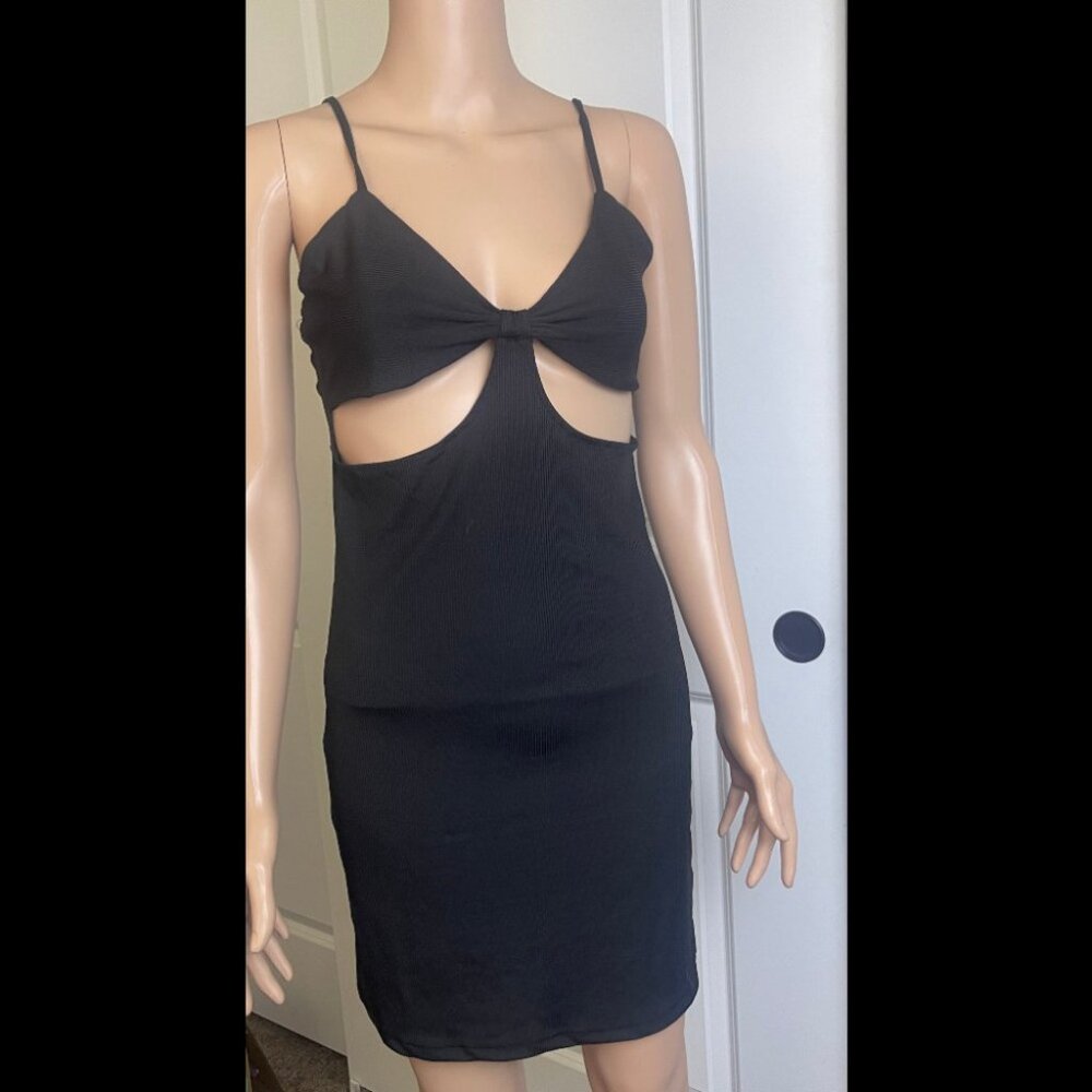 New Look Black Cut‑Out Mini Cocktail Dress | Size Large